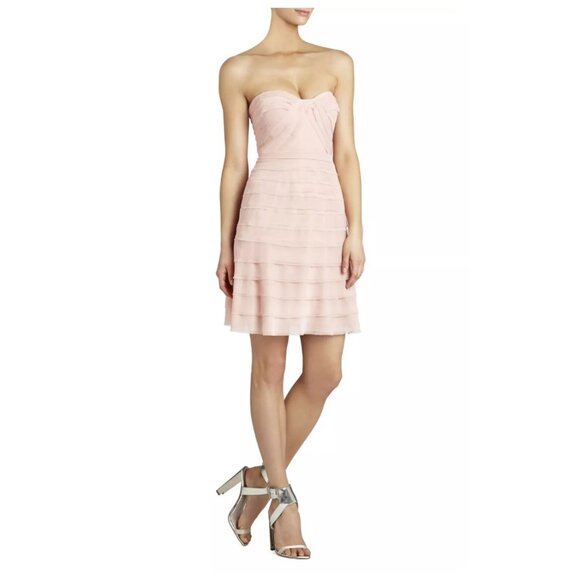 !! BCBGMaxAzria Cocco Light Shell Tiered Dress sz 6 - Picture 1 of 8